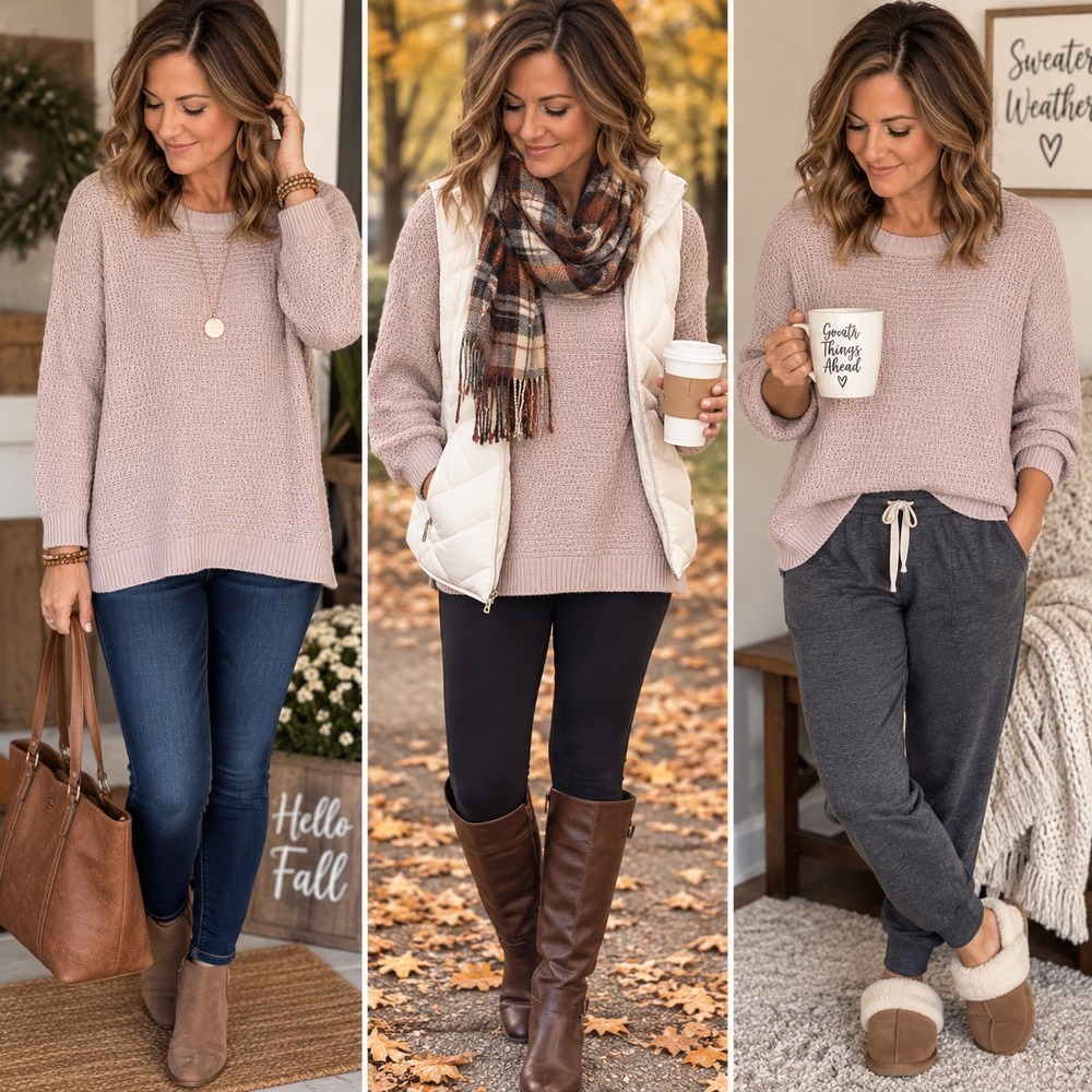 Old Navy Women XXL Mauve Tunic Sweater Cotton Waffle Knit Crew Neck Long Sleeve